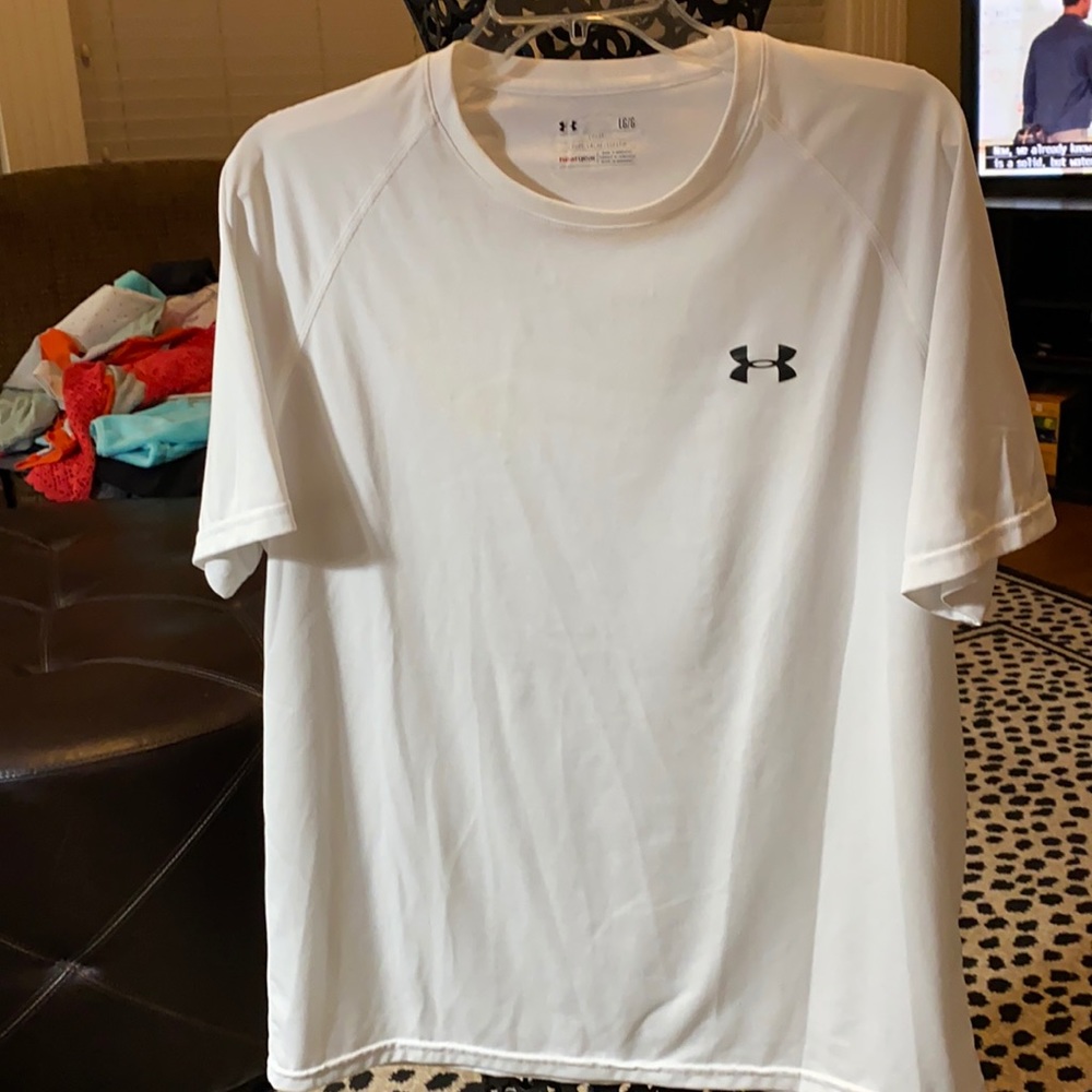 EUC adidas men’s loose heatgear SS white T-shirt Large